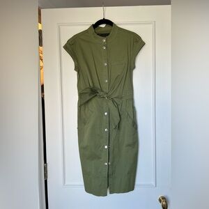 Marc By Marc Jacobs Green Buttoned Tie Front Midi Dress